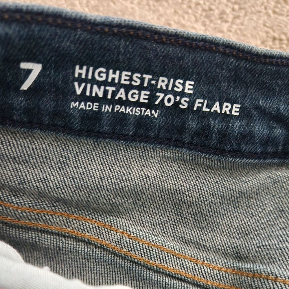 Arizona Highest Rise Vintage 70's Flare Women's Flared Blue Jeans 7 Euc - Picture 2 of 8